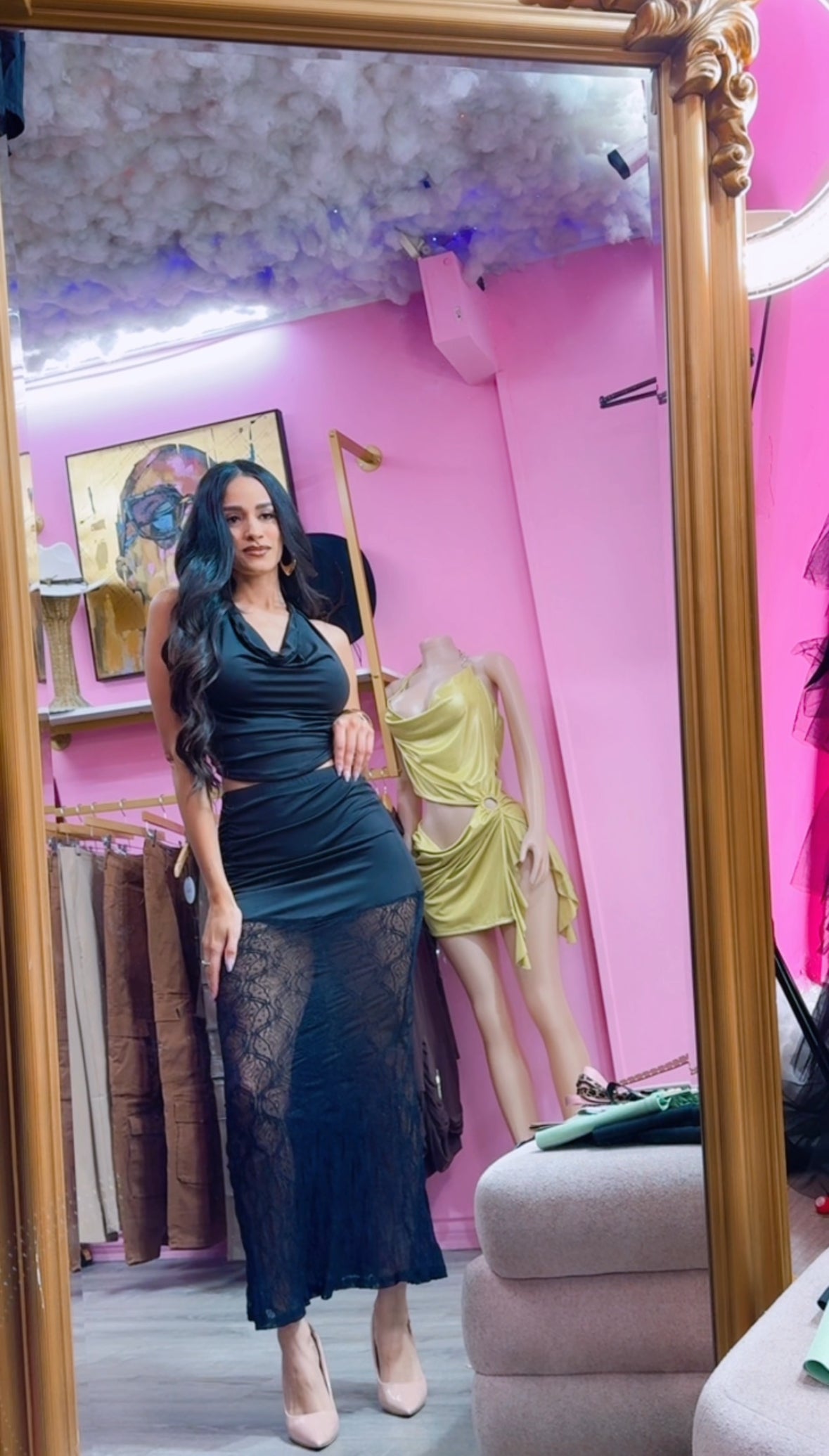 Midnight Lace Illusion Gown