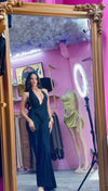 Noir Goddess Plunge Jumpsuit
